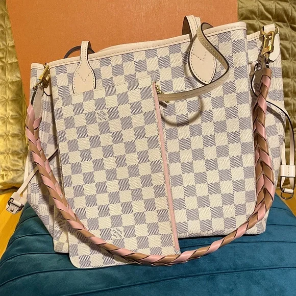 Louis Vuitton Azur Damier NAVERFULL MM Limited Edition Braided Cross strap  NWT